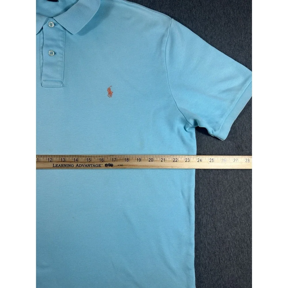 Vintage Polo Ralph Lauren Light Blue Interlock Short Sleeve Polo Shirt Men's L
